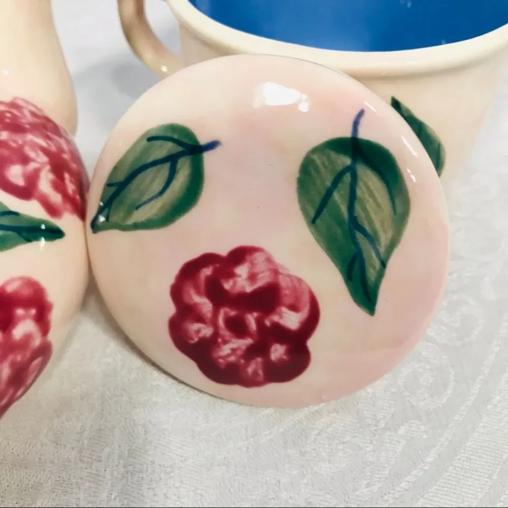 Ceramic Teapot Cup Set Floral Painted Personal Size Tea Party Set Tea Cup